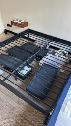 Metalen WOOOD bedframe - Tweepersoons, Ophalen, Zwart, Tweepersoons, Zo goed als nieuw