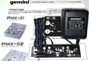 Gemini PMX CT-41V1500500A 15V 0.5A 7.5W AC ~ AC Adapter UK  beschikbaar voor biedingen