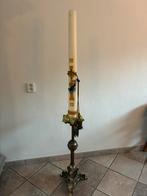 Messing brons kandelaar met kaars, Ophalen, Koper of Brons