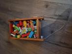 Leuk houten trekwagentje met houten blokken, Ophalen of Verzenden, Zo goed als nieuw