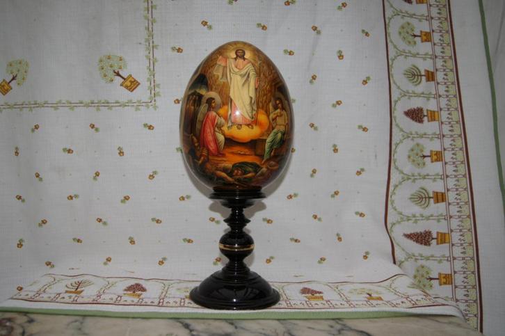 Russische ei  ( Religie -Hand geschilderd, Antiek en Kunst, Kunst | Beelden en Houtsnijwerken, Ophalen of Verzenden