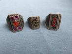 Oude ringen met niello en glas inleg - 20e eeuw, Gebruikt, Ophalen of Verzenden, Dame of Heer, Zilver