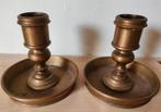 Twee antieke koper of bronzen kandelaars., Antiek en Kunst, Ophalen of Verzenden, Koper of Brons