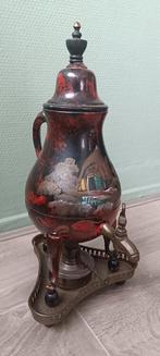 Vintage Samovar handgeschilderde scène, theepot met warmhoud, Ophalen of Verzenden