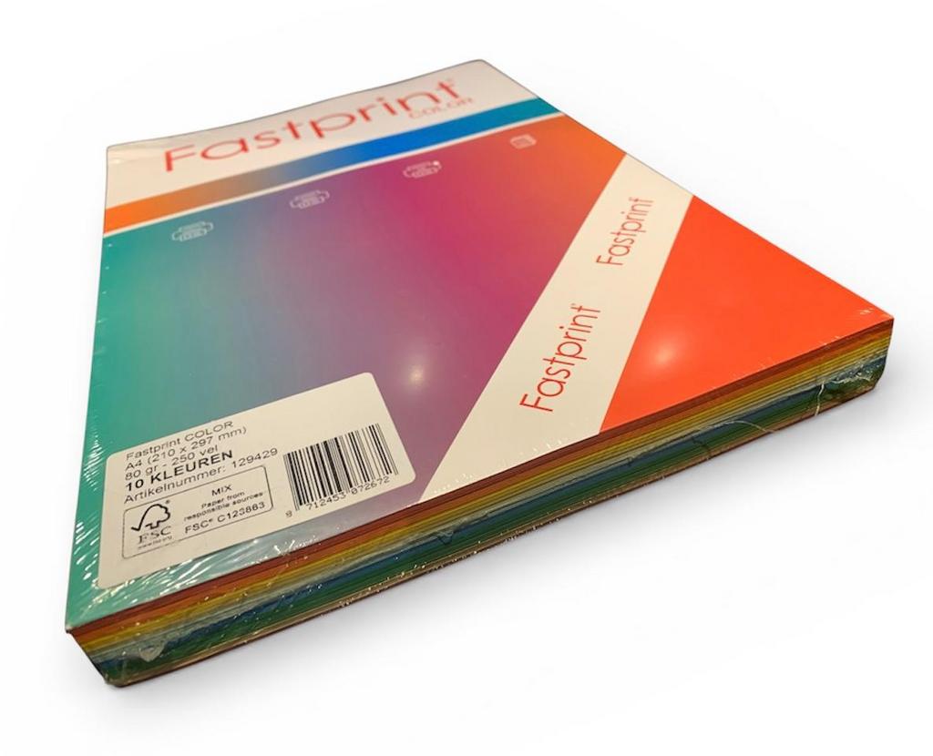 Fastprint Color pakket, 10 kleuren, A4 papier, 250 vel, 80 g, Diversen, Ophalen of Verzenden, Nieuw