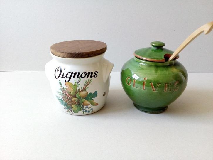 Knoflookpot/olijvenpot,lepel.Frankrijk.Pr.p/st.vanaf, Antiek en Kunst, Curiosa en Brocante, Ophalen of Verzenden