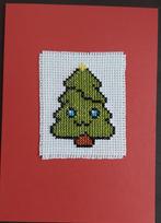 geborduurde kerstkaart met vrolijke kerstboom (1761), Ophalen of Verzenden, Nieuw, Kerst