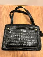 Zwarte Handtas met Croco-print, Sieraden, Tassen en Uiterlijk, Tassen | Damestassen, Ophalen of Verzenden, Gebruikt, Zwart, Handtas