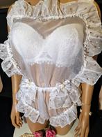 Adult baby sissy WHITE NYLON romper with pleated pants, Kleding | Dames, Handmade, Verzenden, Wit, BH