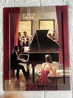 Vintage Piano Jazz Schilderij / Poster op Houten Paneel., Ophalen