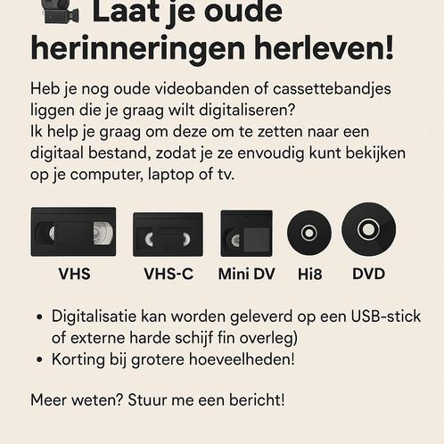 Videobanden Digitaliseren, Audio, Tv en Foto, Videocamera's Analoog, Overige typen, Ophalen of Verzenden