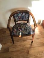 Vintage Houten Stoel met Kleurrijke Bekleding, Ophalen of Verzenden