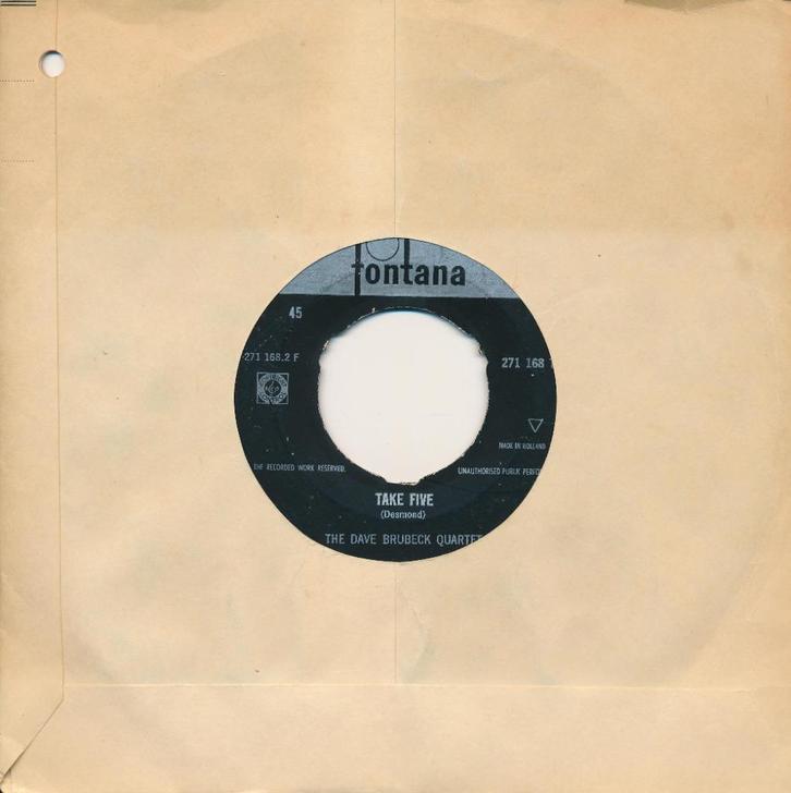 2194 Dave Brubeck Quartet - Take five (1965), Cd's en Dvd's, Vinyl Singles, Gebruikt, Single, Jazz en Blues, 7 inch, Ophalen of Verzenden