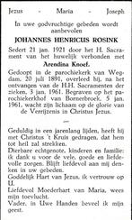 Rosink Johannes 1891 Wegdam 1961 begr Bornerbroek, Ophalen of Verzenden, Bidprentje