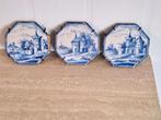 3 x bijzondere antieke  delft blauw tegels, Antiek en Kunst, Ophalen of Verzenden
