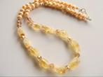 Ketting Citrus Lady citrien-glas facet-zoetwaterparel zilver, Ophalen, Met edelsteen, Geel, Nieuw