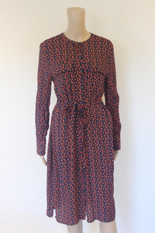 HEMA donkerblauwe jurk met rode stippen maat M, Kleding | Dames, Jurken, Zo goed als nieuw, Maat 38/40 (M), Rood, Knielengte, Ophalen of Verzenden