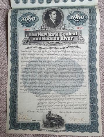Oude Obligatie New York Central Railroad beschikbaar voor biedingen