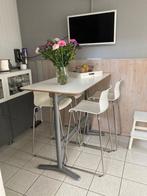 Hoge Keuken/Bar-Tafel met vier hoge stoelen, Huis en Inrichting, Gebruikt, Wit, Minder dan 100 cm, 50 tot 100 cm