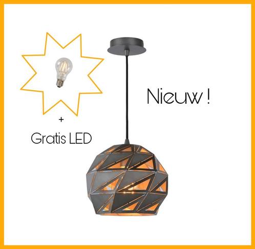 Nieuw! Geometrische hanglamp + gratis dimbare LED lamp, Huis en Inrichting, Lampen | Hanglampen, Nieuw, 75 cm of meer, Metaal