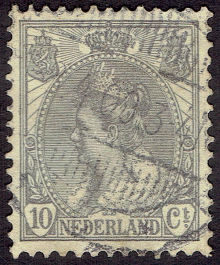 Nederland 1899, Kon. Wilhelmina, 10 cent, grijs, fijne arc., Postzegels en Munten, Postzegels | Nederland, Gestempeld, T/m 1940