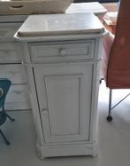 Brocante oud nachtkastje of hal kastje met marmeren blad, Ophalen