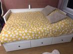 IKEA Bedbank Uitschuifbaar met Opberglades, Ophalen, Eenpersoons, Wit, 80 cm
