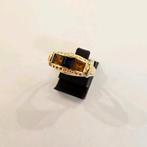 Vintage 8 karaats gouden ring met Blauwe Saffier & Citrien, 18 tot 19, Ophalen of Verzenden, Zo goed als nieuw, Met edelsteen