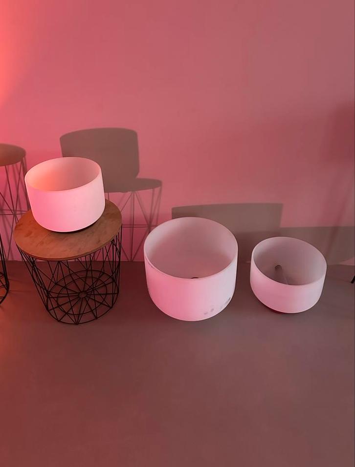 Kristallen Klankschalen Set (3 stuks), Muziek en Instrumenten, Overige Muziek en Instrumenten, Gebruikt, Ophalen