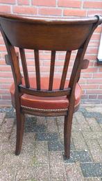 4 stoelen met lederen zitting zithoogte 46cm leuning 67cm, Huis en Inrichting, Stoelen, Ophalen, Gebruikt, Bruin, Klassiek