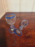 Antieke likeurglaasjes, borrelglas met blauw accent, Ophalen