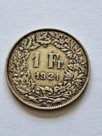 1 franc Zwitserland zilver 1921, Postzegels en Munten, Munten | Europa | Niet-Euromunten, Zilver, Ophalen of Verzenden, Overige landen