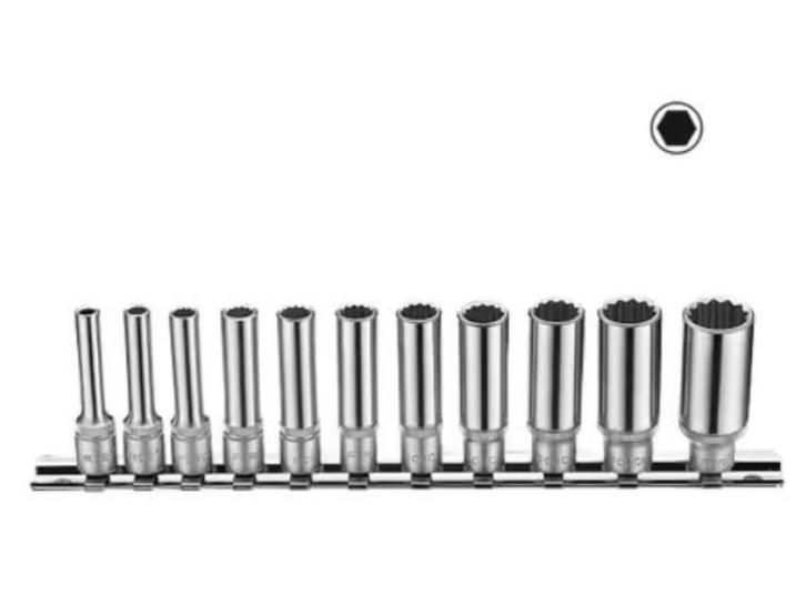 Doppenset lang Engels zeskant 1/4" 11-delig Force, Auto diversen, Autogereedschap, Nieuw, Ophalen of Verzenden