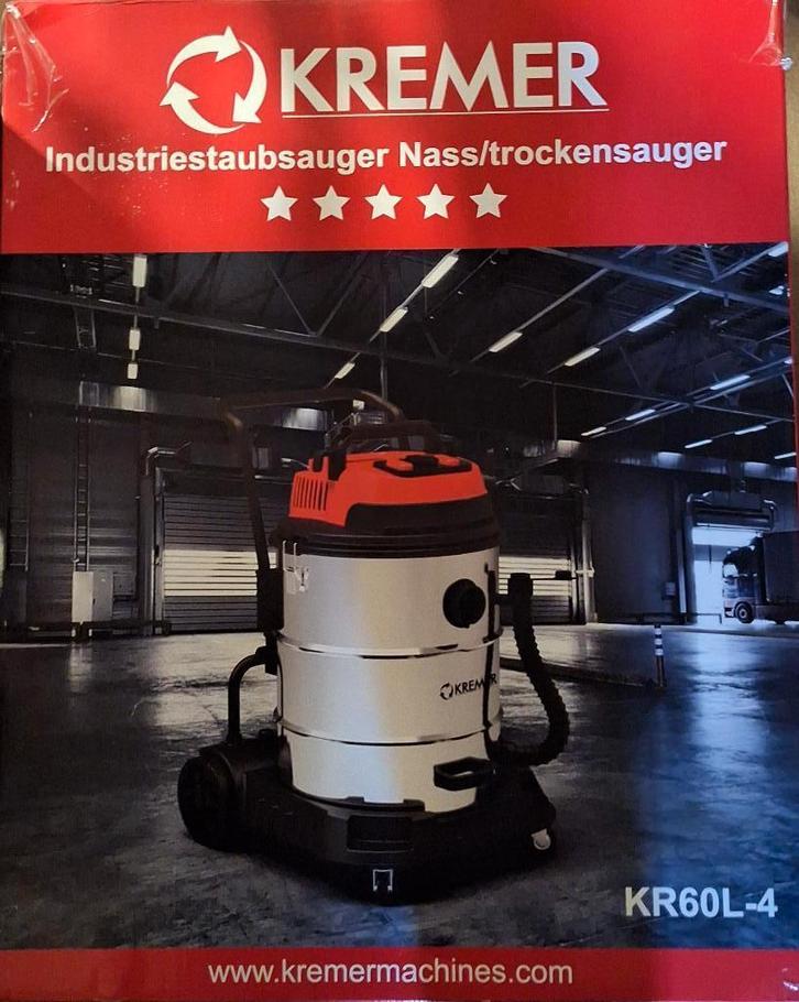 Nat droog stofzuiger Kremer KR60L-4 - Aansl.elec.gereedschap, Witgoed en Apparatuur, Stofzuigers, Nieuw, Stofzuiger, 2000 watt of meer