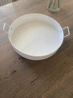 Metalen dienblad, wit, rond 40 cm. Hoog 7 cm., Ophalen of Verzenden, Zo goed als nieuw, Rond, Metaal