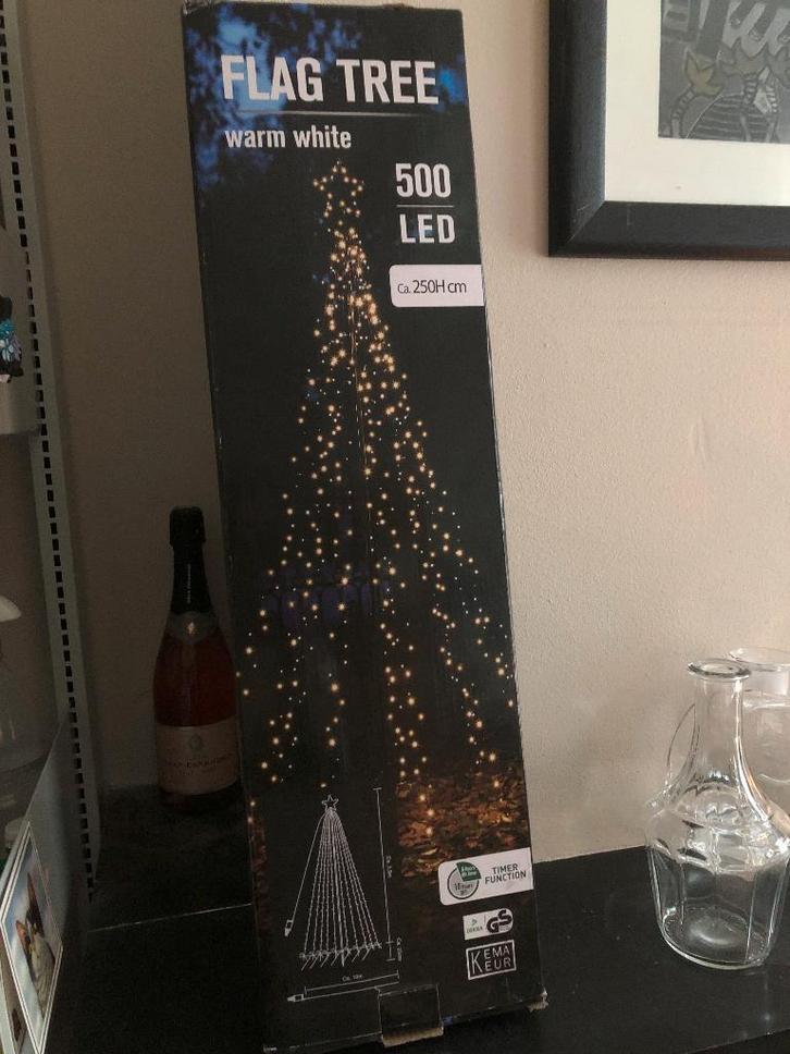 Vlaggenmast kerstverlichting ca 2,50 m hoog, Diversen, Kerst, Zo goed als nieuw, Ophalen