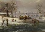 Schilderij winterlandschap op paneel. Thomas Heesakkers., Antiek en Kunst, Kunst | Schilderijen | Klassiek, Ophalen
