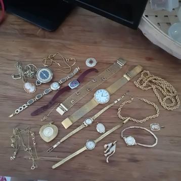 Goudkleurige Sieraden + (zak)horloges beschikbaar voor biedingen