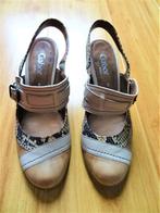 Gabor pumps beige zwart caramel reptielprint mt 39 hak 7,5, Pumps, Beige, Gabor, Ophalen of Verzenden