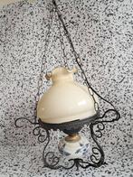 hangend delftstblauw olielamp melkglas kelk ,elektrisch, Ophalen of Verzenden