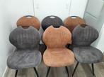 6 Moderne Eetkamerstoelen - Stof & Metaal - Bruin &g grijs, Ophalen, Zo goed als nieuw, Metaal, Vijf, Zes of meer stoelen