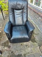 Elektrische Relax Fauteuil - Zwart Leer, Huis en Inrichting, Fauteuils, Gebruikt, Ophalen of Verzenden, 75 tot 100 cm, Modern