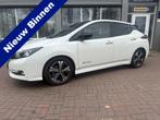 Nissan Leaf Tekna 40 kWh Bj 2019 Km 74.014 Leer,Stoelverwami, Auto's, Gebruikt, Zwart, 150 pk, Wit