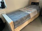 Een persoons bed van steiger hout, Ophalen, 90 cm, Eenpersoons, Steigerhout