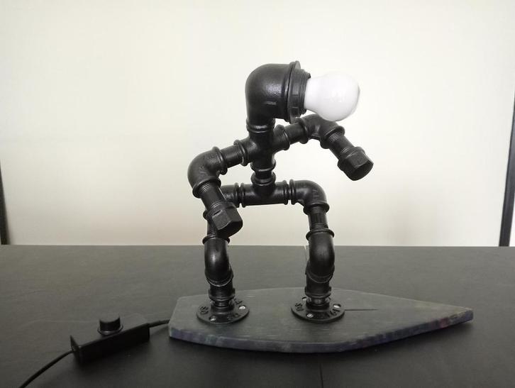 Div. Industriële handgemaakte steampunk lampen, Huis en Inrichting, Lampen | Tafellampen, Nieuw, Minder dan 50 cm, Hout, Metaal