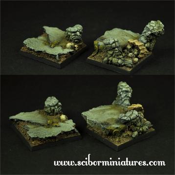 2x2 Rocky 40mm vierkante scenic bases van Scibor Miniatures beschikbaar voor biedingen