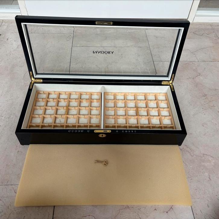 Pandora Opbergdoos met Sleutel, Huis en Inrichting, Woonaccessoires | Kisten, Gebruikt, Minder dan 50 cm, 50 tot 100 cm, Glas
