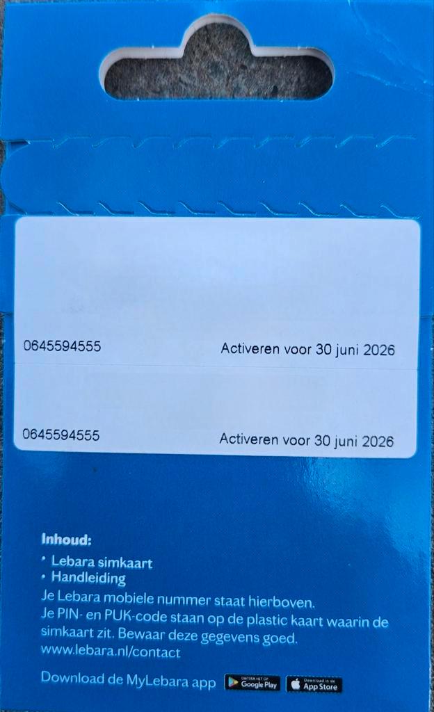 Lebara Prepaid Simkaart – met super makkelijk nummer!, Telecommunicatie, Prepaidkaarten en Simkaarten, Nieuw, Prepaidkaart, Overige providers