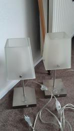 Tafellamp rvs en glas, Huis en Inrichting, Lampen | Tafellampen, Ophalen of Verzenden, Gebruikt, Glas, Minder dan 50 cm