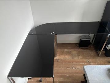 Design hoekbureau glas